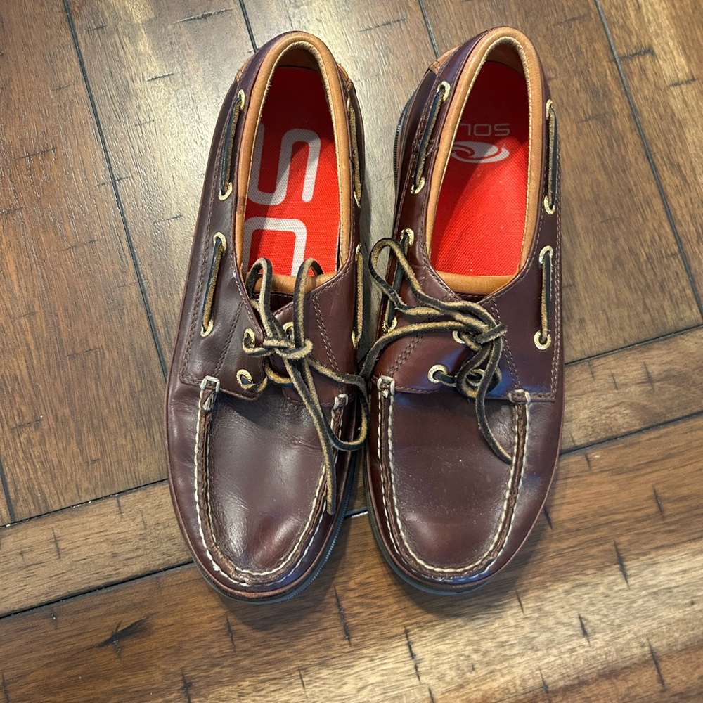 Sperry Top-Sider Men’s 8.5M Leather Boat Shoes Brown 2-Eye Vibram Sole - Picture 5 of 9